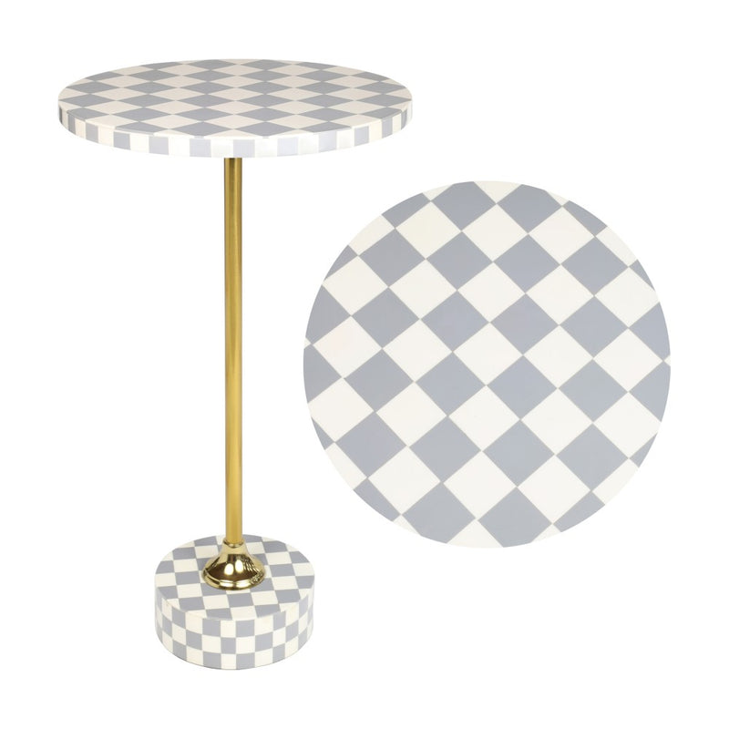Calix 24" Art Deco Metal/Resin Checkerboard Round Drink Table