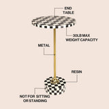 Calix 24" Art Deco Metal/Resin Checkerboard Round Drink Table