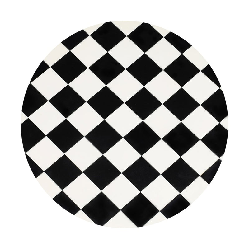 Calix 24" Art Deco Metal/Resin Checkerboard Round Drink Table