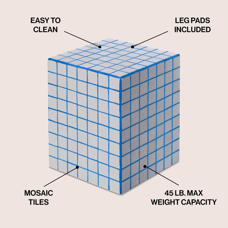 Callista 18" Modern Bohemian Ceramic Tiled Rectangle End Table - JONATHAN Y