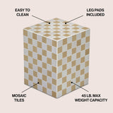 Callista 18" Modern Bohemian Ceramic Tiled Rectangle End Table
