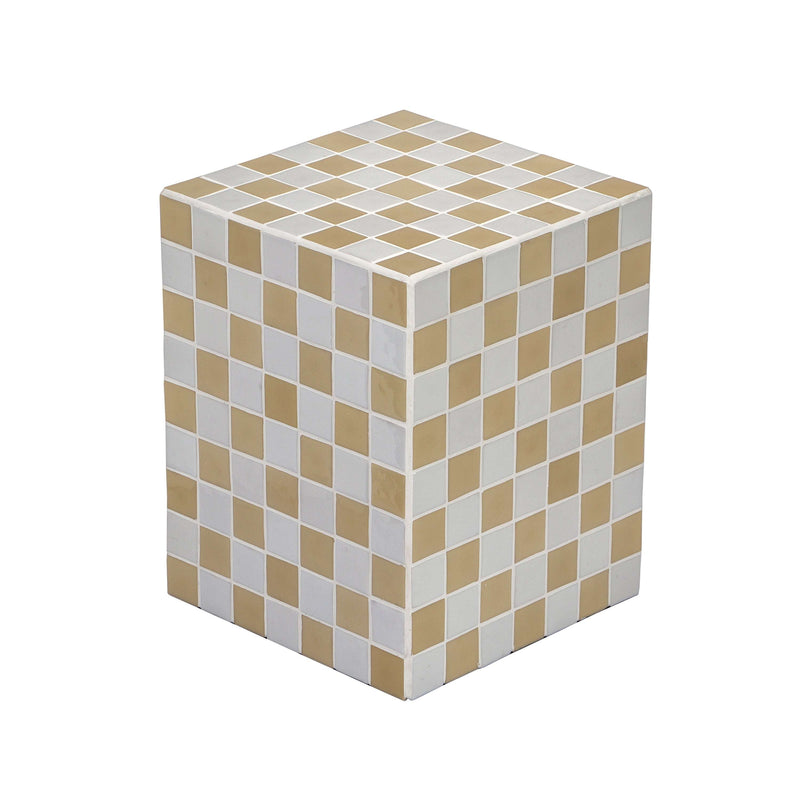 Callista 18" Modern Bohemian Ceramic Tiled Rectangle End Table