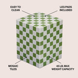 Callista 18" Modern Bohemian Ceramic Tiled Rectangle End Table