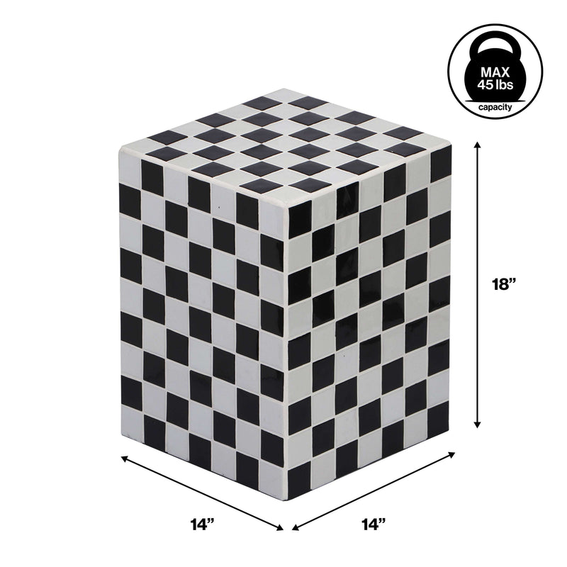 Callista 18" Modern Bohemian Ceramic Tiled Rectangle End Table