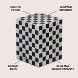 Callista 18" Modern Bohemian Ceramic Tiled Rectangle End Table
