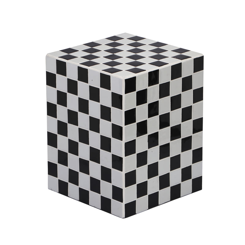 Callista 18" Modern Bohemian Ceramic Tiled Rectangle End Table