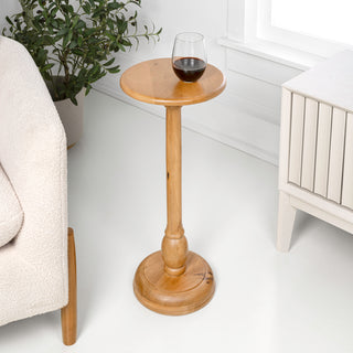 Leopold 24.5" Cottage Designer Mango Wood Pedestal Round Drink Table and Decorative End Table