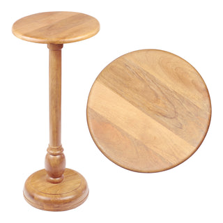 Leopold 24.5" Cottage Designer Mango Wood Pedestal Round Drink Table and Decorative End Table