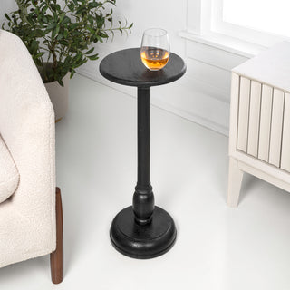 Leopold 24.5" Cottage Designer Mango Wood Pedestal Round Drink Table and Decorative End Table