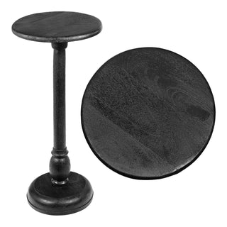 Leopold 24.5" Cottage Designer Mango Wood Pedestal Round Drink Table and Decorative End Table