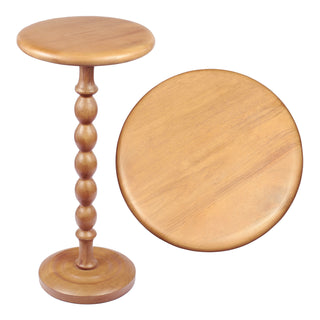 Augustus 24.5" Cottage Classic Spindle Wood Pedestal Round Drink Table and Decorative End Table
