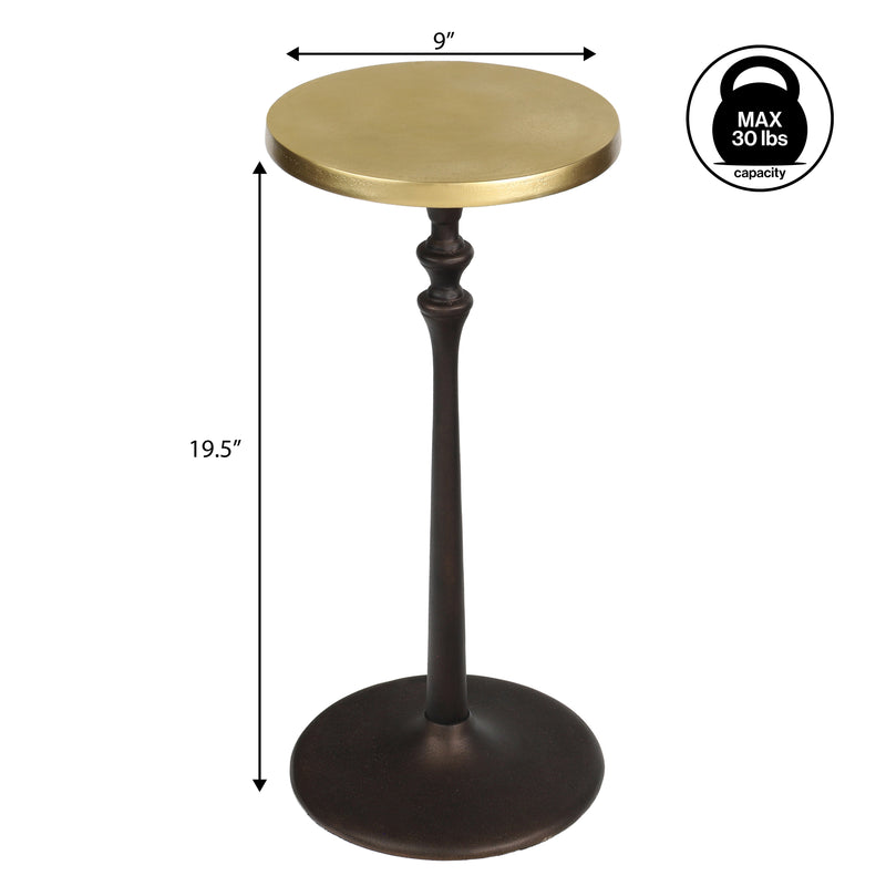 Lulu 19.5" Art Deco Classic Pedestal Round Metal Drink Table and Decorative End Table