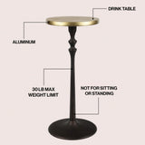 Lulu 19.5" Art Deco Classic Pedestal Round Metal Drink Table and Decorative End Table