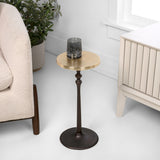 Lulu 19.5" Art Deco Classic Pedestal Round Metal Drink Table and Decorative End Table