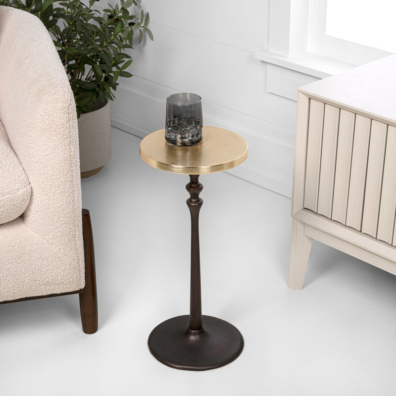 Lulu 19.5" Art Deco Classic Pedestal Round Metal Drink Table and Decorative End Table