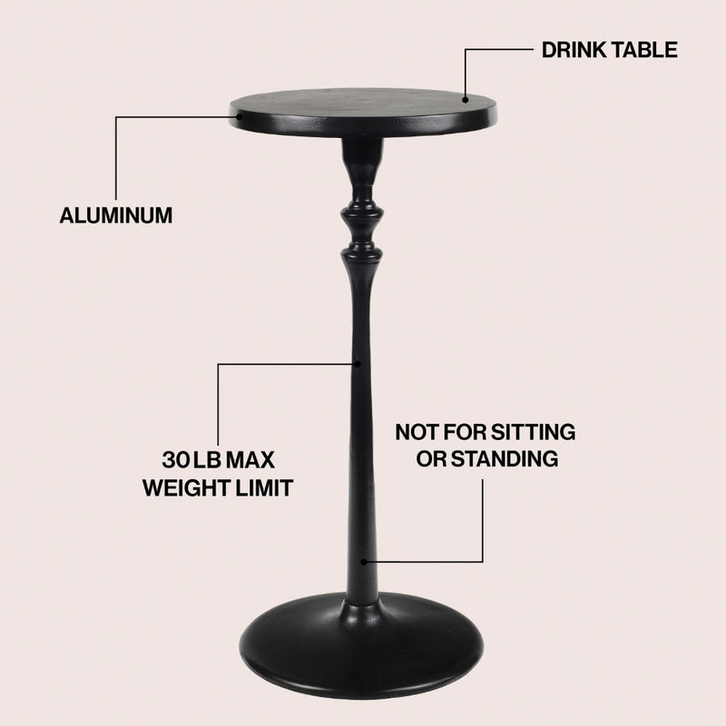 Lulu 19.5" Art Deco Classic Pedestal Round Metal Drink Table and Decorative End Table