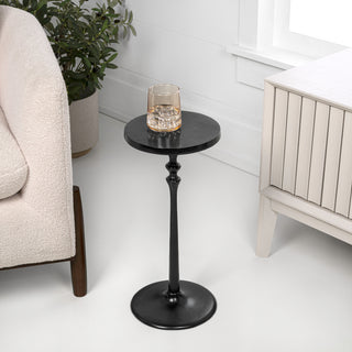 Lulu 19.5" Art Deco Classic Pedestal Round Metal Drink Table and Decorative End Table