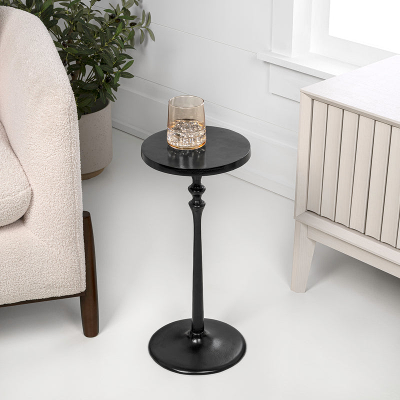 Lulu 19.5" Art Deco Classic Pedestal Round Metal Drink Table and Decorative End Table