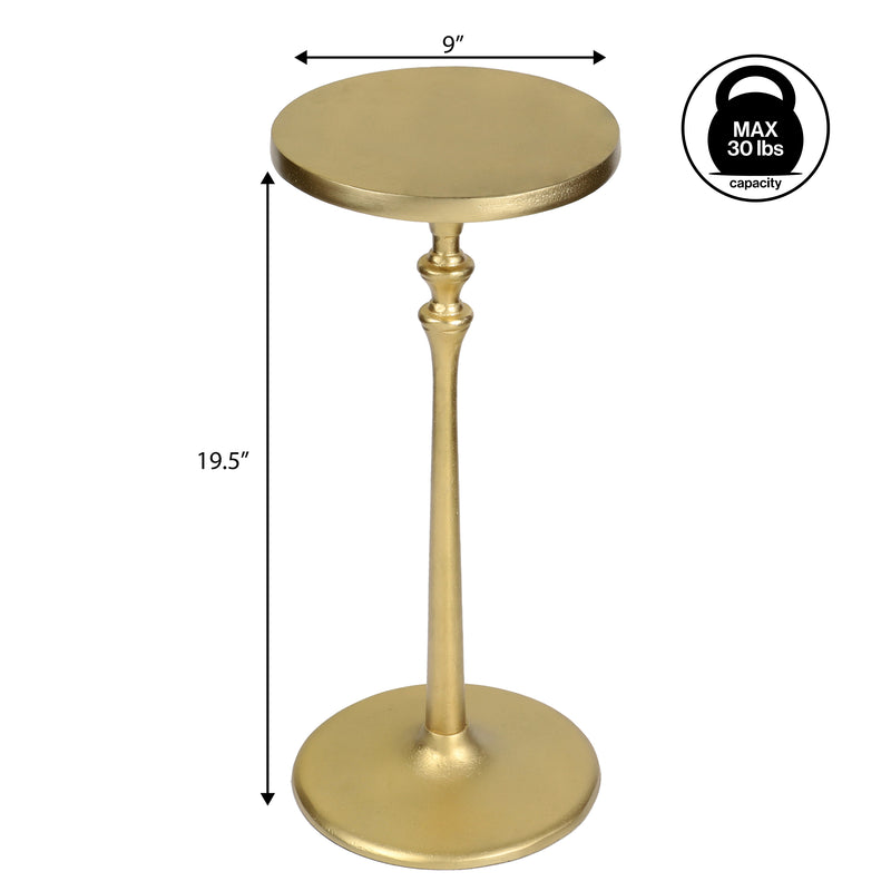 Lulu 19.5" Art Deco Classic Pedestal Round Metal Drink Table and Decorative End Table