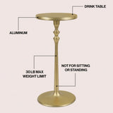 Lulu 19.5" Art Deco Classic Pedestal Round Metal Drink Table and Decorative End Table