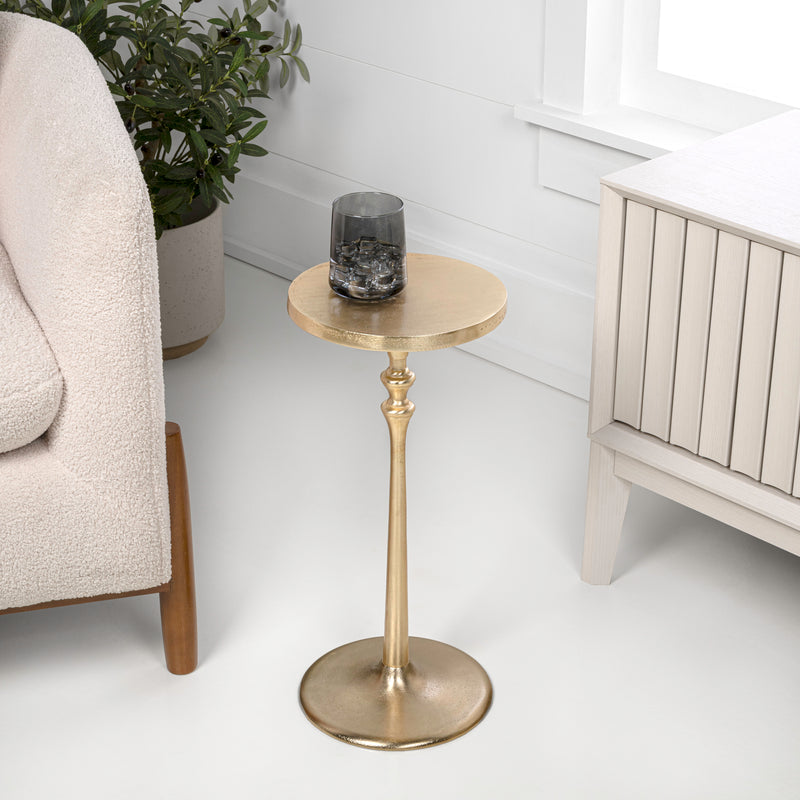 Lulu 19.5" Art Deco Classic Pedestal Round Metal Drink Table and Decorative End Table