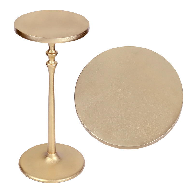 Lulu 19.5" Art Deco Classic Pedestal Round Metal Drink Table and Decorative End Table