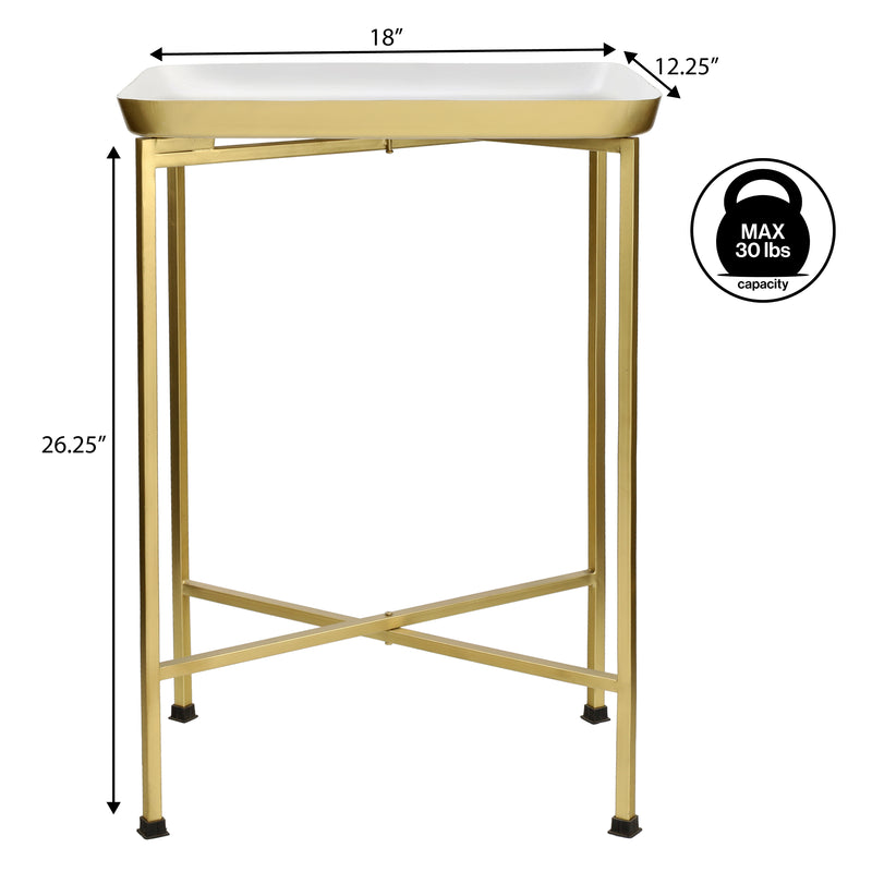 Sterling 26.25" Industrial Classic Metal Foldable Rectangular End Table and Side Table with Removable Tray Top