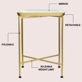 Sterling 26.25" Industrial Classic Metal Foldable Rectangular End Table and Side Table with Removable Tray Top