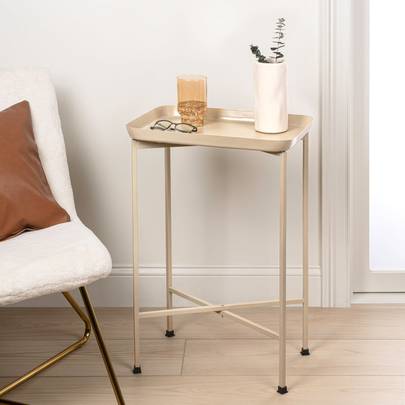 Sterling 26.25" Industrial Classic Metal Foldable Rectangular End Table and Side Table with Removable Tray Top