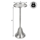 Irida 24" Art Deco Designer Pedestal Drink Table and Decorative End Table with Hammered Round Top and Bell Base