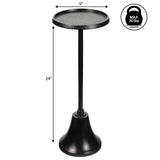 Irida 24" Art Deco Designer Pedestal Drink Table and Decorative End Table with Hammered Round Top and Bell Base