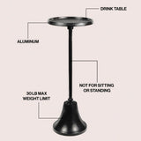 Irida 24" Art Deco Designer Pedestal Drink Table and Decorative End Table with Hammered Round Top and Bell Base