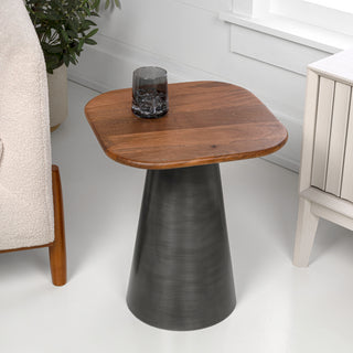 Skye 18" Modern Rustic Square Wood/Metal Accent Table