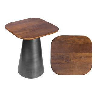 Skye 18" Modern Rustic Square Wood/Metal Accent Table