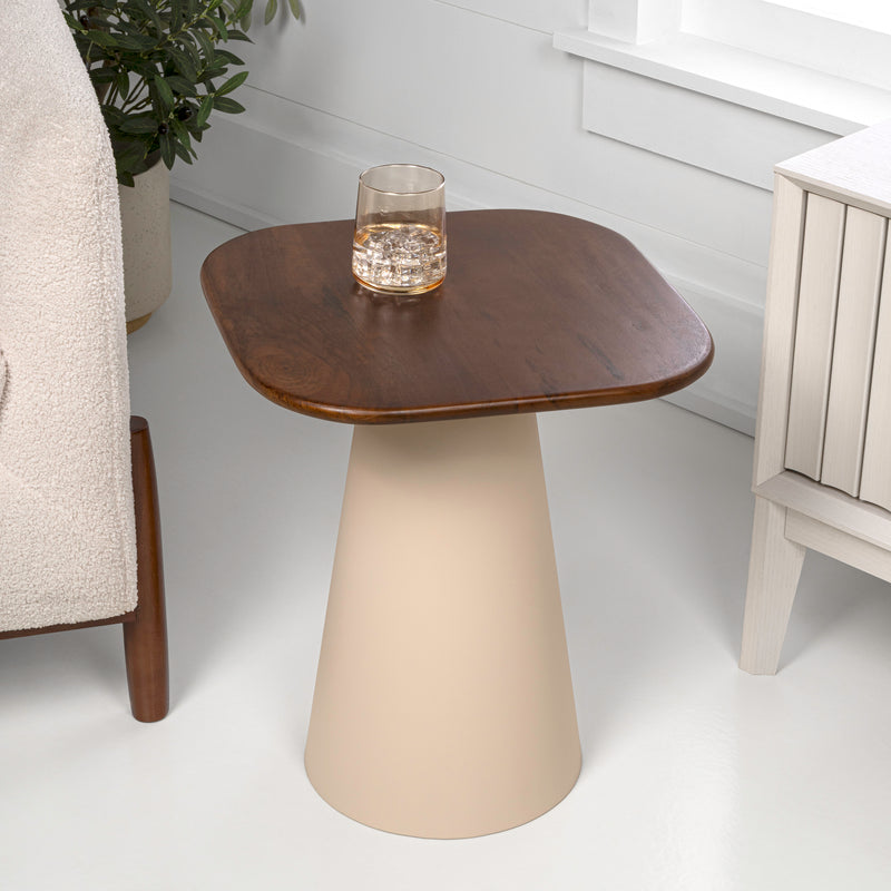 Skye 18" Modern Rustic Square Wood/Metal Accent Table