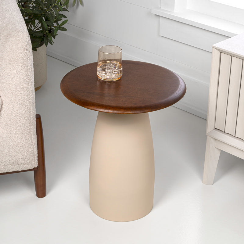 Otto 18" Modern Rustic Round Wood/Metal Accent Table