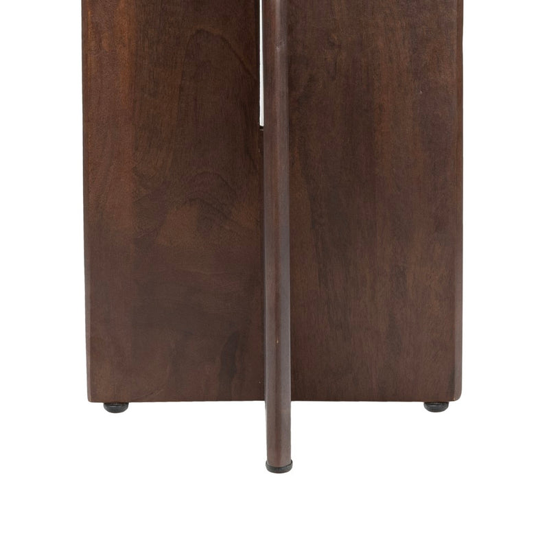 Naomi 18" Rustic Minimalist Marble/Wood X-Base Accent Table
