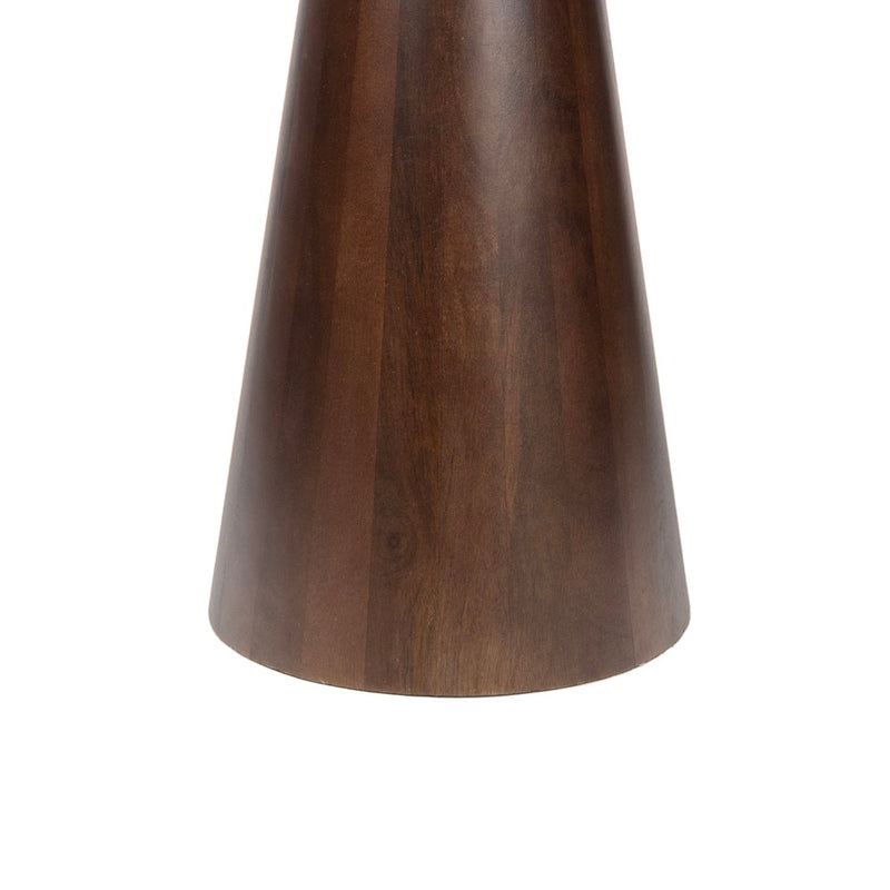 Kaito 18" Rustic Minimalist Round Marble/Wood Accent Table