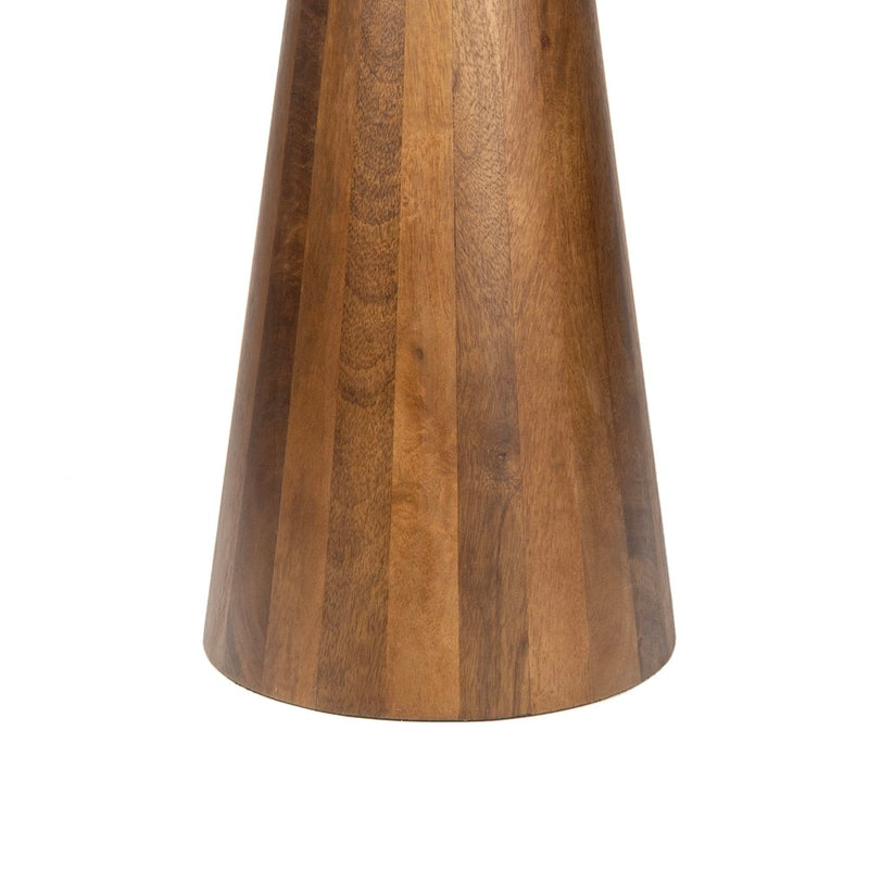 Kaito 18" Rustic Minimalist Round Marble/Wood Accent Table