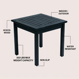 Archer 18.9" Modern Classic Square Slatted Solid Acacia Wood Indoor/Outdoor Adirondack Side Table