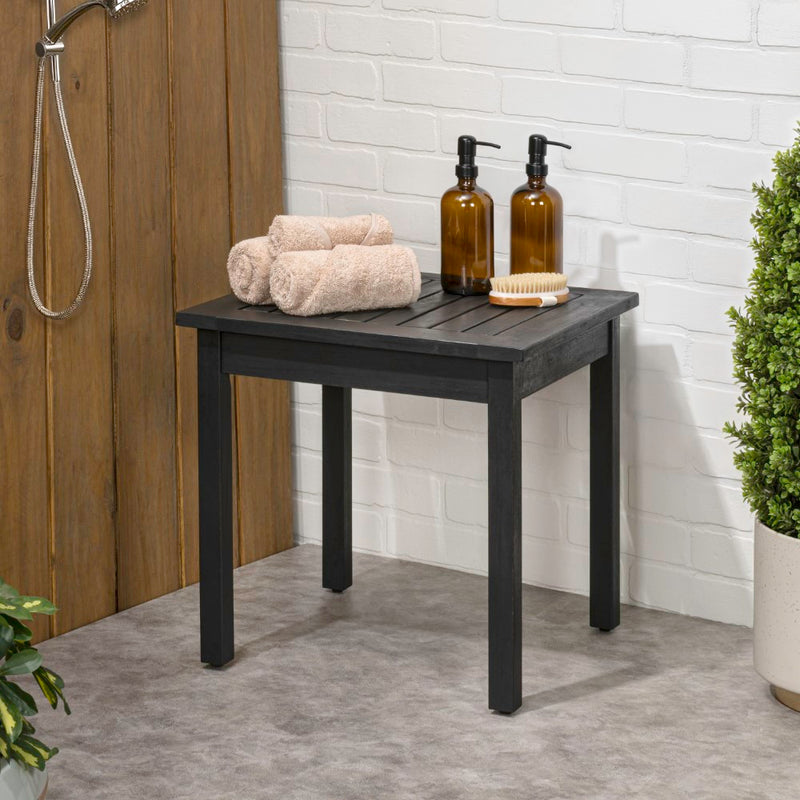 Archer 18.9" Modern Classic Square Slatted Solid Acacia Wood Indoor/Outdoor Adirondack Side Table