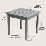 Archer 18.9" Modern Classic Square Slatted Solid Acacia Wood Indoor/Outdoor Adirondack Side Table