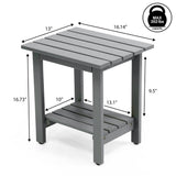 Kellie 16.1" Cottage Classic Slatted Solid Acacia Wood Indoor/Outdoor Shower Bench with Shelf
