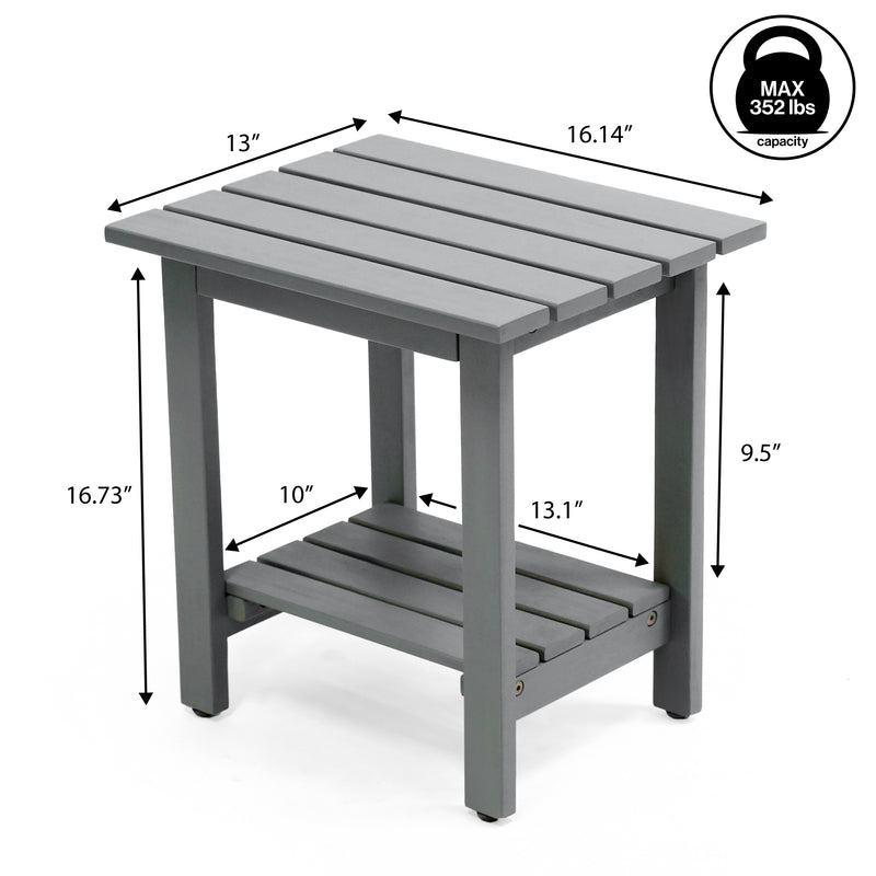 Kellie 16.1" Cottage Classic Slatted Solid Acacia Wood Indoor/Outdoor Shower Bench with Shelf