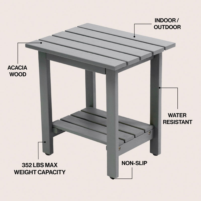 Kellie 16.1" Cottage Classic Slatted Solid Acacia Wood Indoor/Outdoor Shower Bench with Shelf