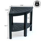 Maris 18" Classic Coastal Solid Acacia Wood Indoor/Outdoor Corner Shower Bench with Shelf