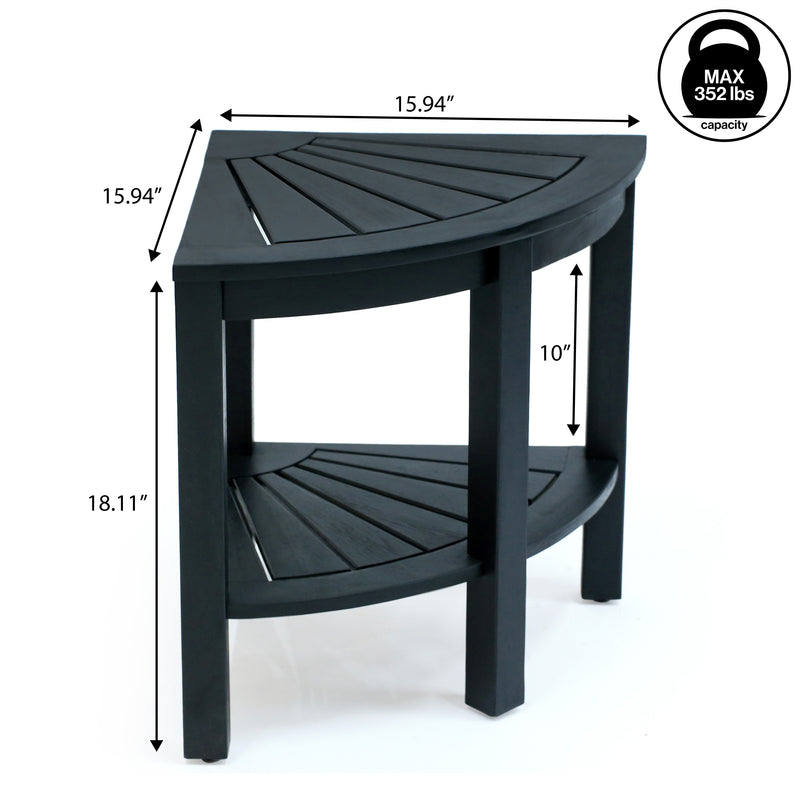 Maris 18" Classic Coastal Solid Acacia Wood Indoor/Outdoor Corner Shower Bench with Shelf