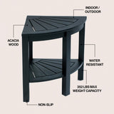 Maris 18" Classic Coastal Solid Acacia Wood Indoor/Outdoor Corner Shower Bench with Shelf
