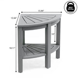 Maris 18" Classic Coastal Solid Acacia Wood Indoor/Outdoor Corner Shower Bench with Shelf