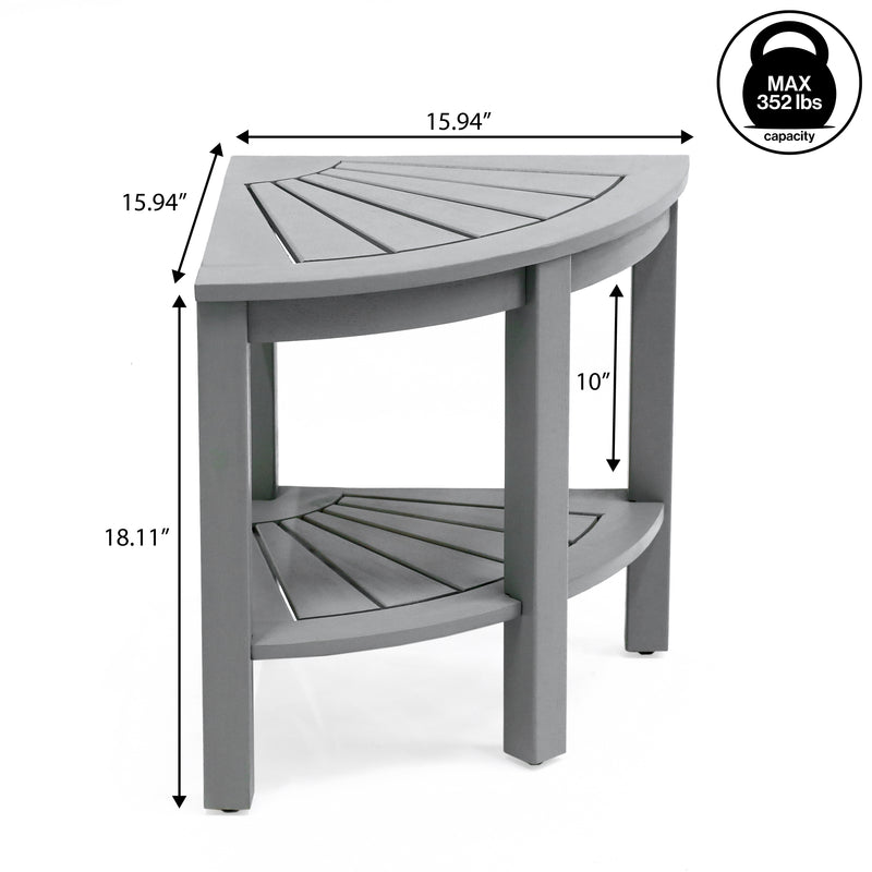 Maris 18" Classic Coastal Solid Acacia Wood Indoor/Outdoor Corner Shower Bench with Shelf